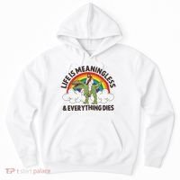 Life Is Meaningless And Everything Dies Jesus Riding Dinosaur Hoodie thumb 0