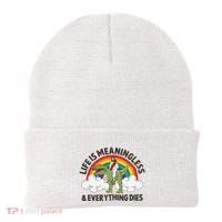Life Is Meaningless And Everything Dies Jesus Riding Dinosaur Beanie thumb 0