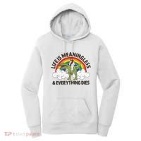 Life Is Meaningless And Everything Dies Jesus Riding Dinosaur Women's Hoodie thumb 0