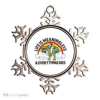 Life Is Meaningless And Everything Dies Jesus Riding Dinosaur Ornament