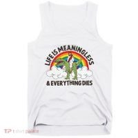 Life Is Meaningless And Everything Dies Jesus Riding Dinosaur Tank Top thumb 0