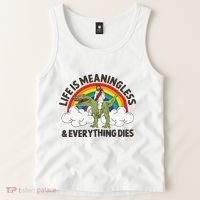 Life Is Meaningless And Everything Dies Jesus Riding Dinosaur Tank Top thumb 2