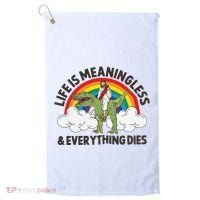 Life Is Meaningless And Everything Dies Jesus Riding Dinosaur Golf Towel thumb 0
