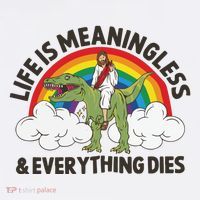 Life Is Meaningless And Everything Dies Jesus Riding Dinosaur Visor thumb 3