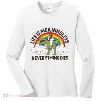 Life Is Meaningless And Everything Dies Jesus Riding Dinosaur Women's Long Sleeve Shirt thumb 0