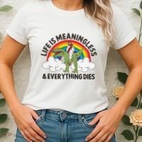 Life Is Meaningless And Everything Dies Jesus Riding Dinosaur Women's T-Shirt thumb 2