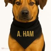 Limited Edition A. Ham Gold Foil Print USA-Made Doggie Bandana thumb 1