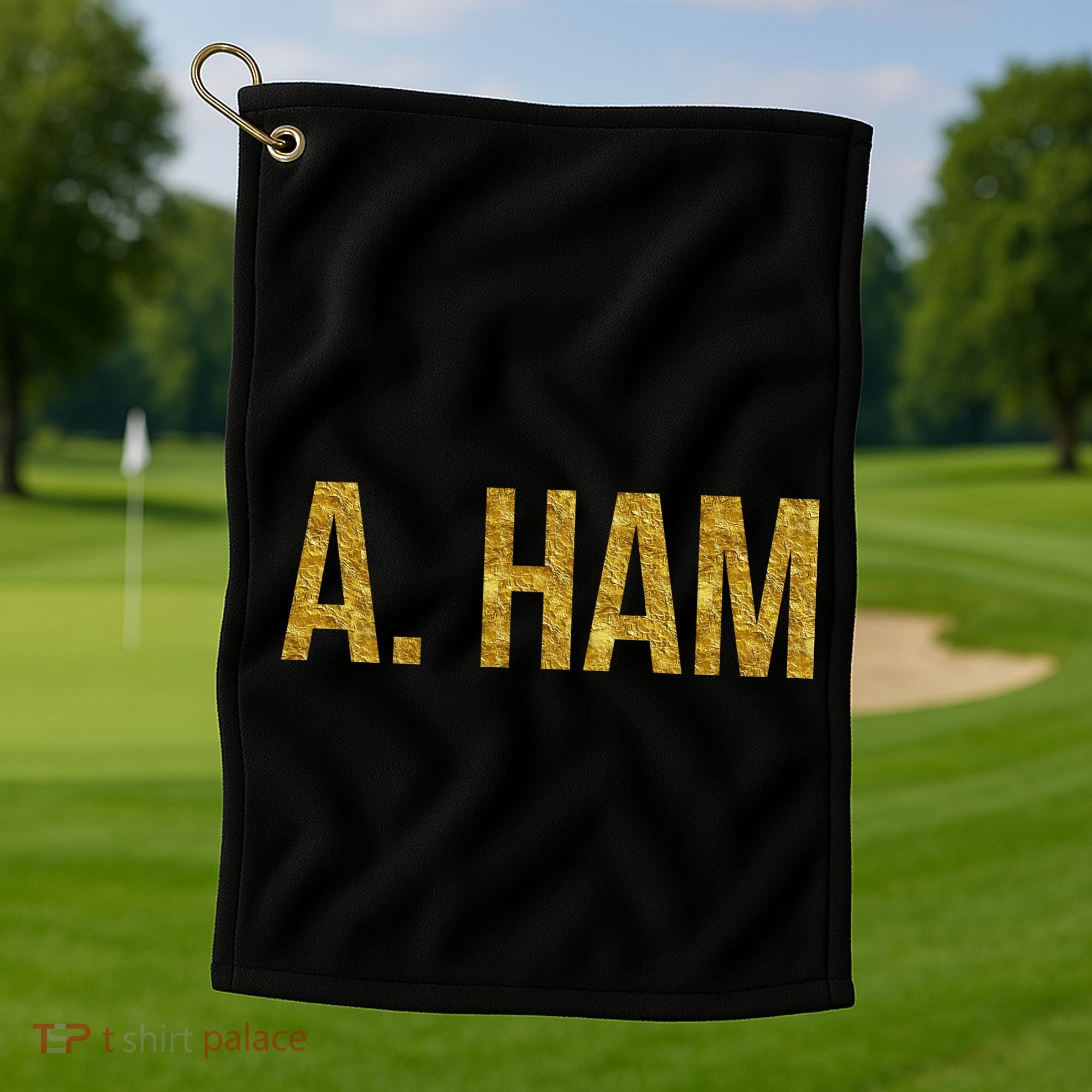 Limited Edition A. Ham Gold Foil Print Golf Towel