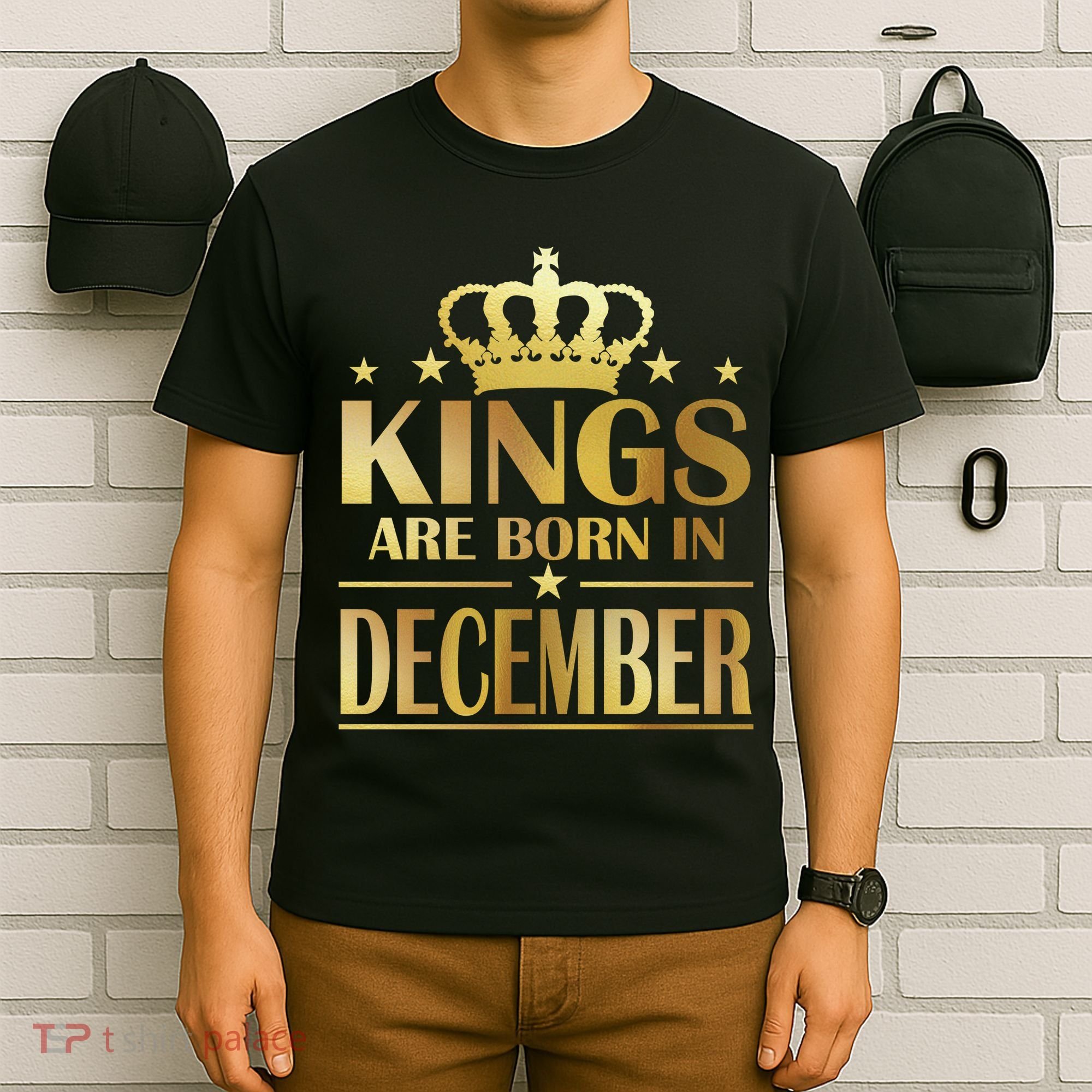 Limited Edition Kings Are Born in December Gold Print T-Shirt