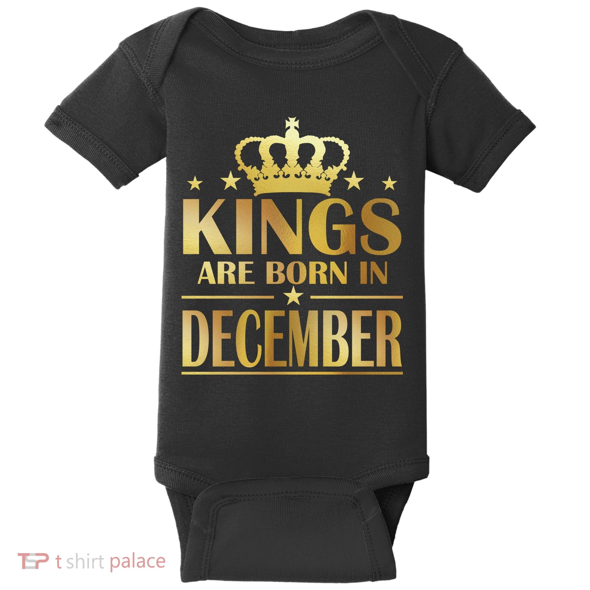 Limited Edition Kings Are Born in December Gold Print Baby Bodysuit