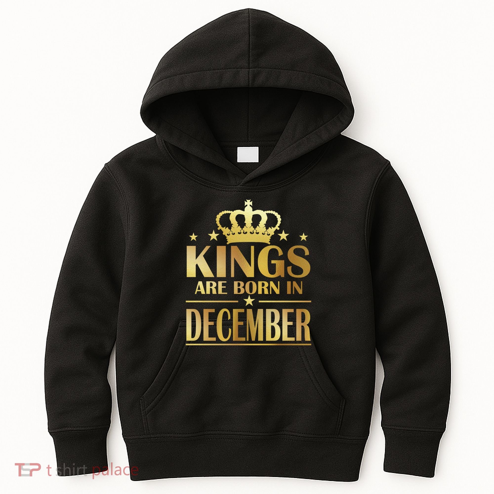Limited Edition Kings Are Born in December Gold Print Kids Hoodie