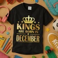 Limited Edition Kings Are Born in December Gold Print Kids T-Shirt thumb 3