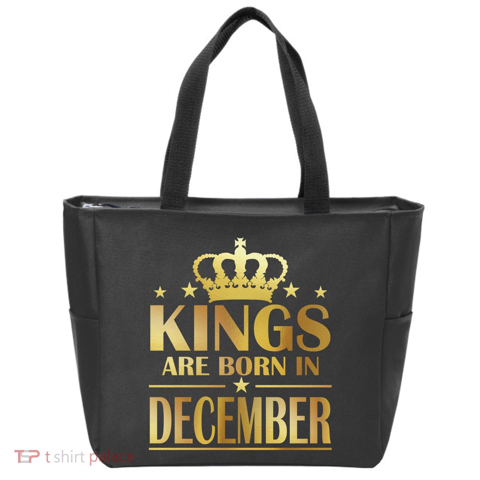Limited Edition Kings Are Born in December Gold Print Tote Bag