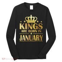 Limited Edition Kings Are Born in January Gold Print Long Sleeve Shirt thumb 0