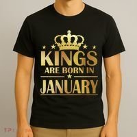 Limited Edition Kings Are Born in January Gold Print T-Shirt thumb 3