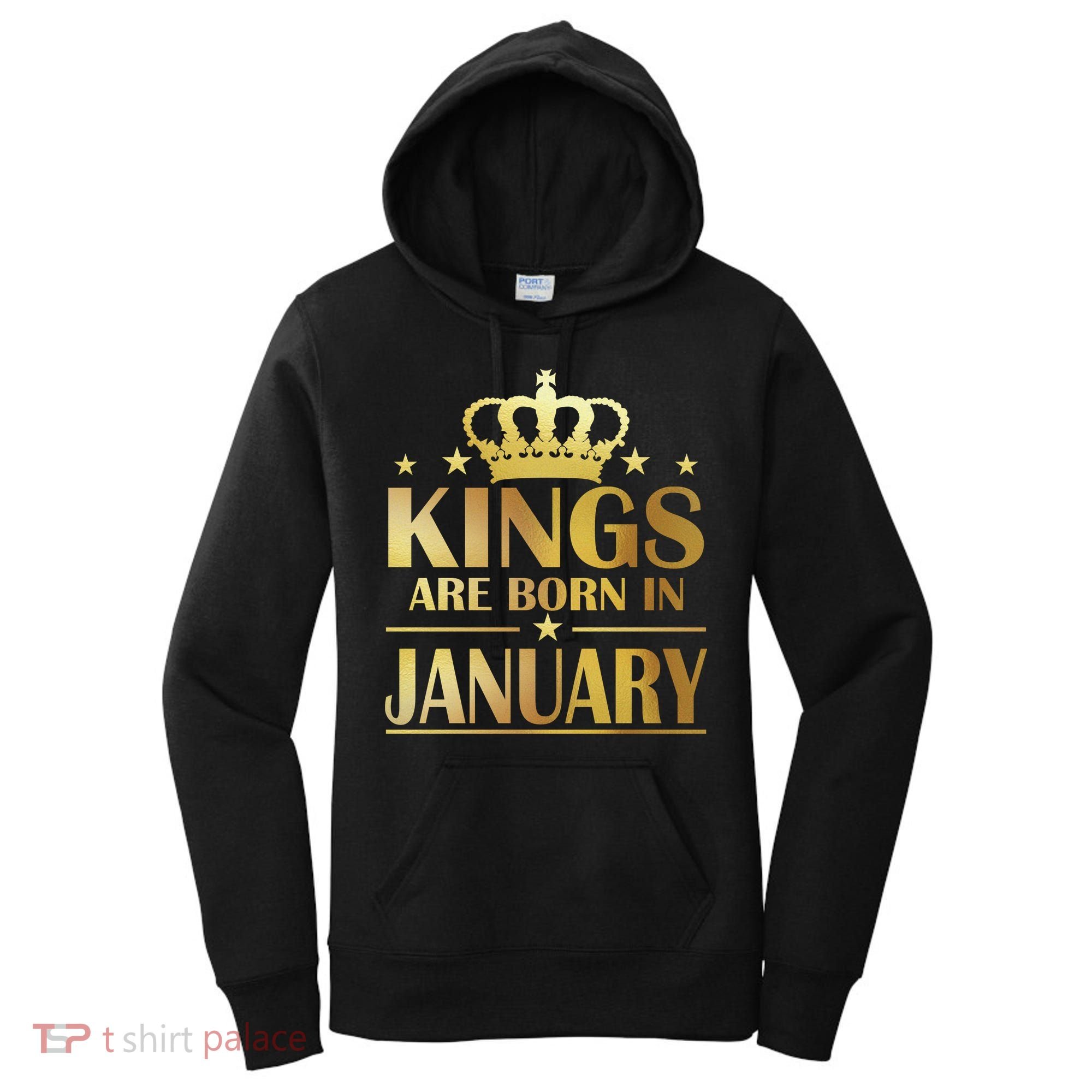 Limited Edition Kings Are Born in January Gold Print Women's Hoodie