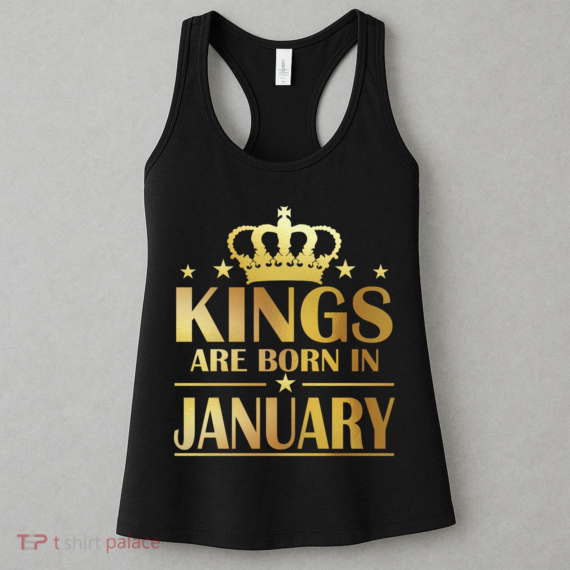 Limited Edition Kings Are Born in January Gold Print Women's Tank Top