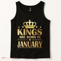Limited Edition Kings Are Born in January Gold Print Tank Top thumb 2