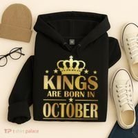 Limited Edition Kings Are Born in October Gold Print Hoodie thumb 4