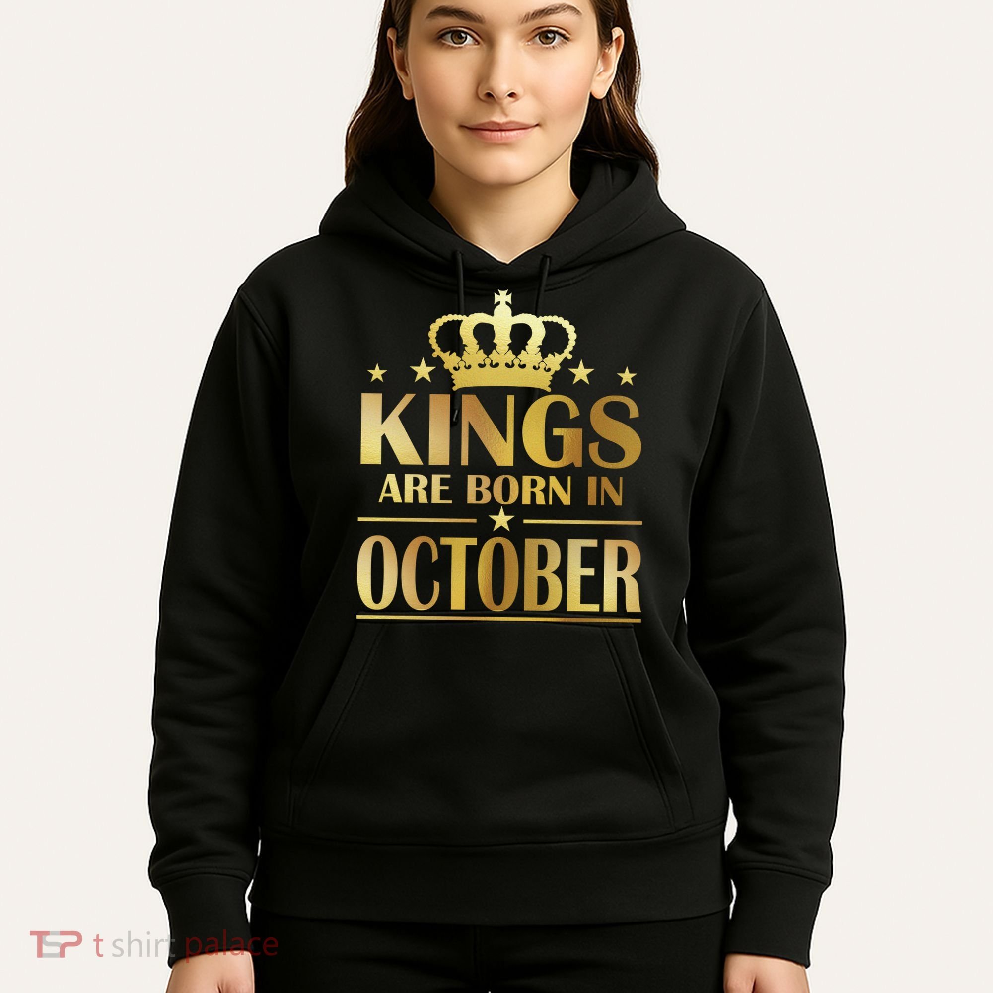 Limited Edition Kings Are Born in October Gold Print Hoodie