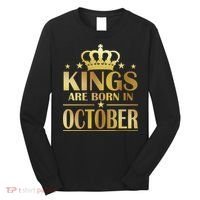 Limited Edition Kings Are Born in October Gold Print Long Sleeve Shirt thumb 0