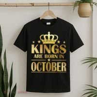 Limited Edition Kings Are Born in October Gold Print T-Shirt thumb 2