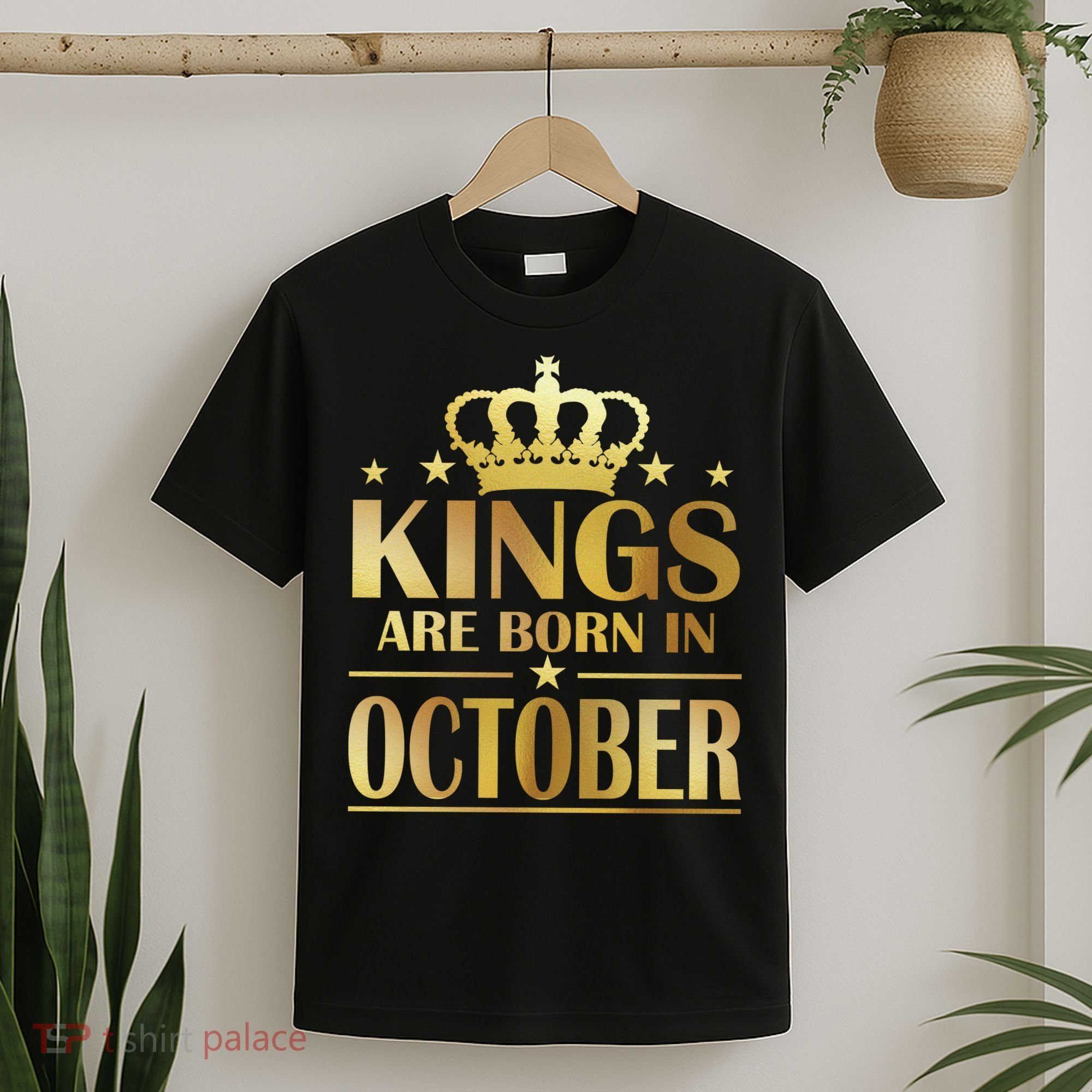 Limited Edition Kings Are Born in October Gold Print T-Shirt