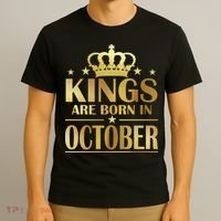 Limited Edition Kings Are Born in October Gold Print T-Shirt thumb 3