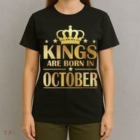 Limited Edition Kings Are Born in October Gold Print T-Shirt thumb 4