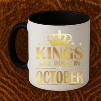 Limited Edition Kings Are Born in October Gold Print Coffee Mug thumb 2