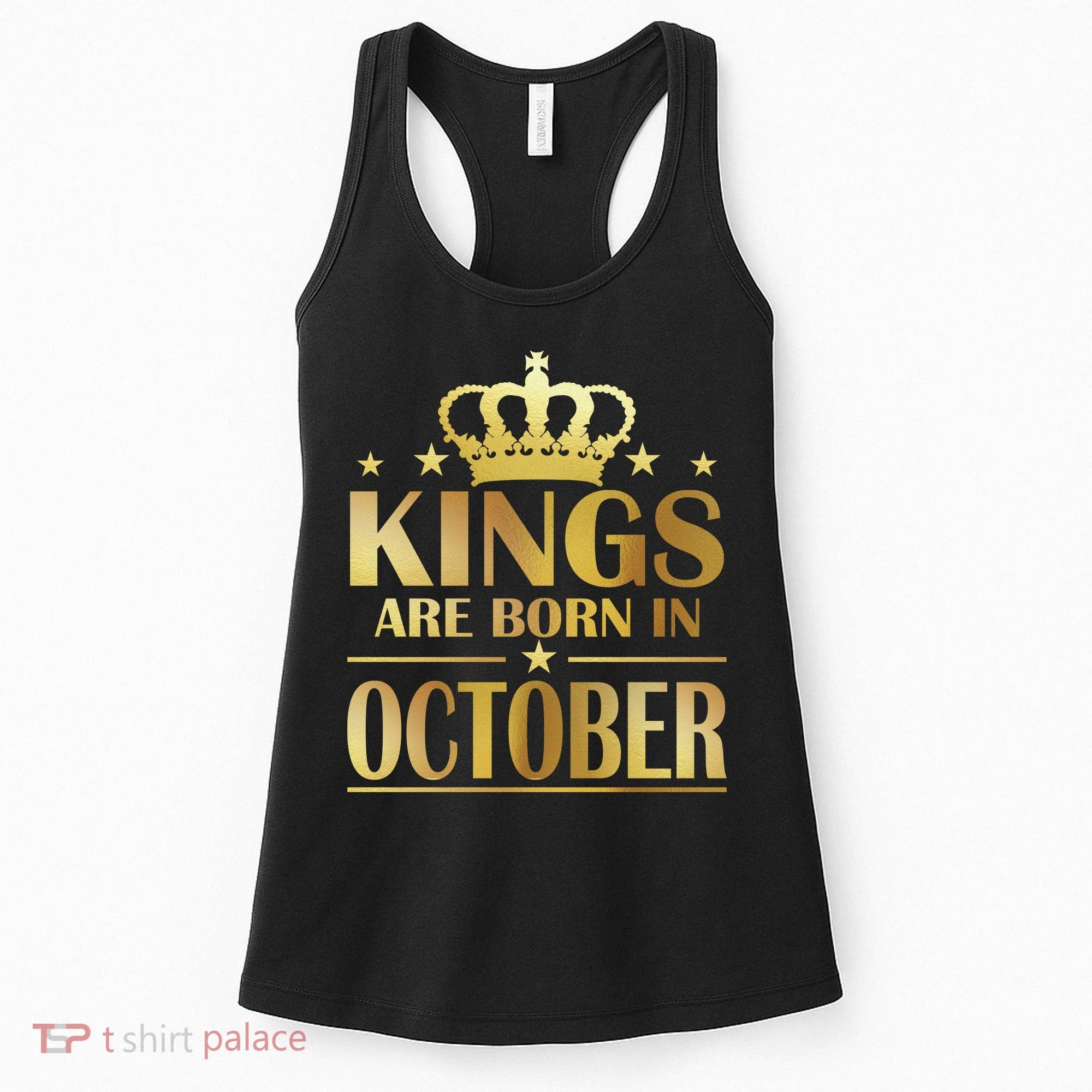 Limited Edition Kings Are Born in October Gold Print Women's Tank Top