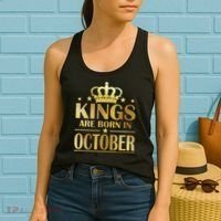 Limited Edition Kings Are Born in October Gold Print Women's Tank Top thumb 2