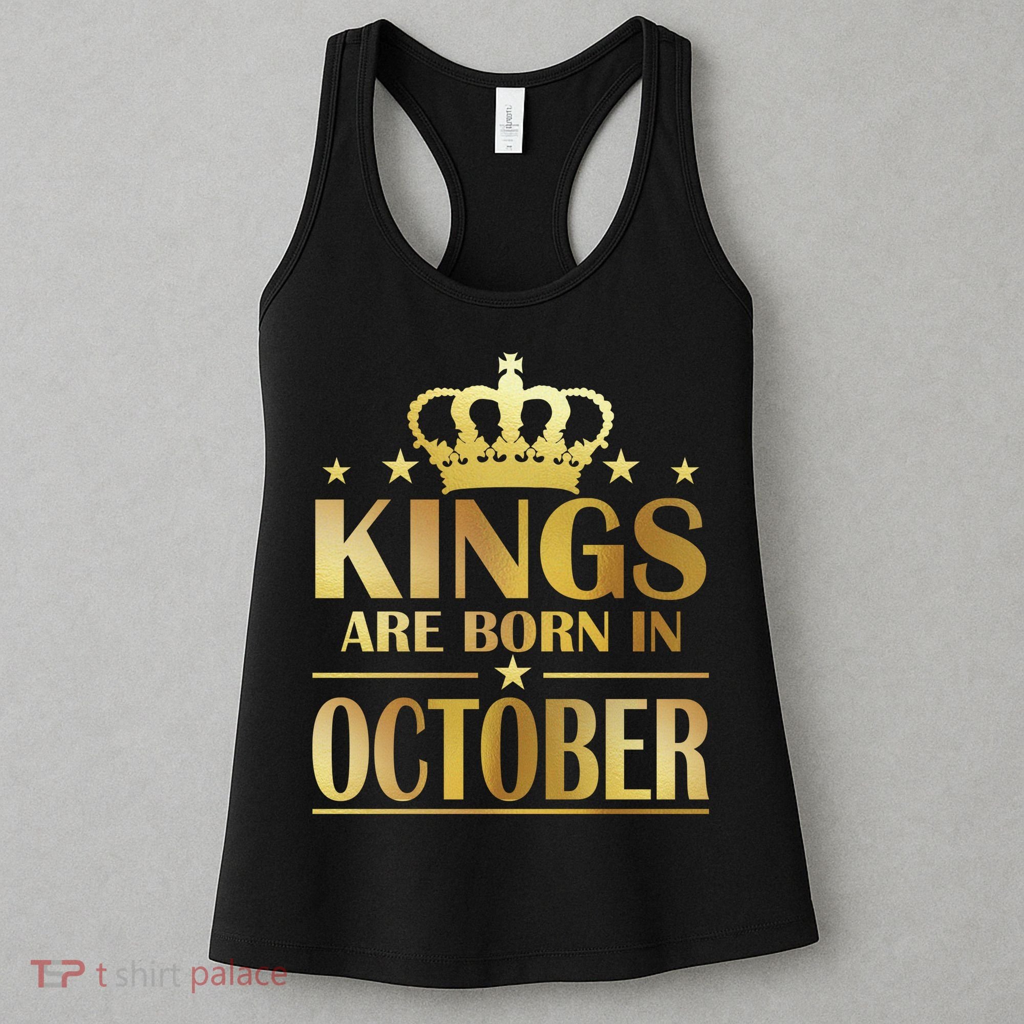 Limited Edition Kings Are Born in October Gold Print Women's Tank Top