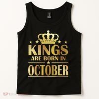 Limited Edition Kings Are Born in October Gold Print Tank Top thumb 2