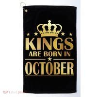 Limited Edition Kings Are Born in October Gold Print Golf Towel thumb 0