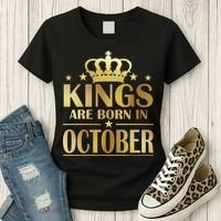 Limited Edition Kings Are Born in October Gold Print Women's T-Shirt thumb 3