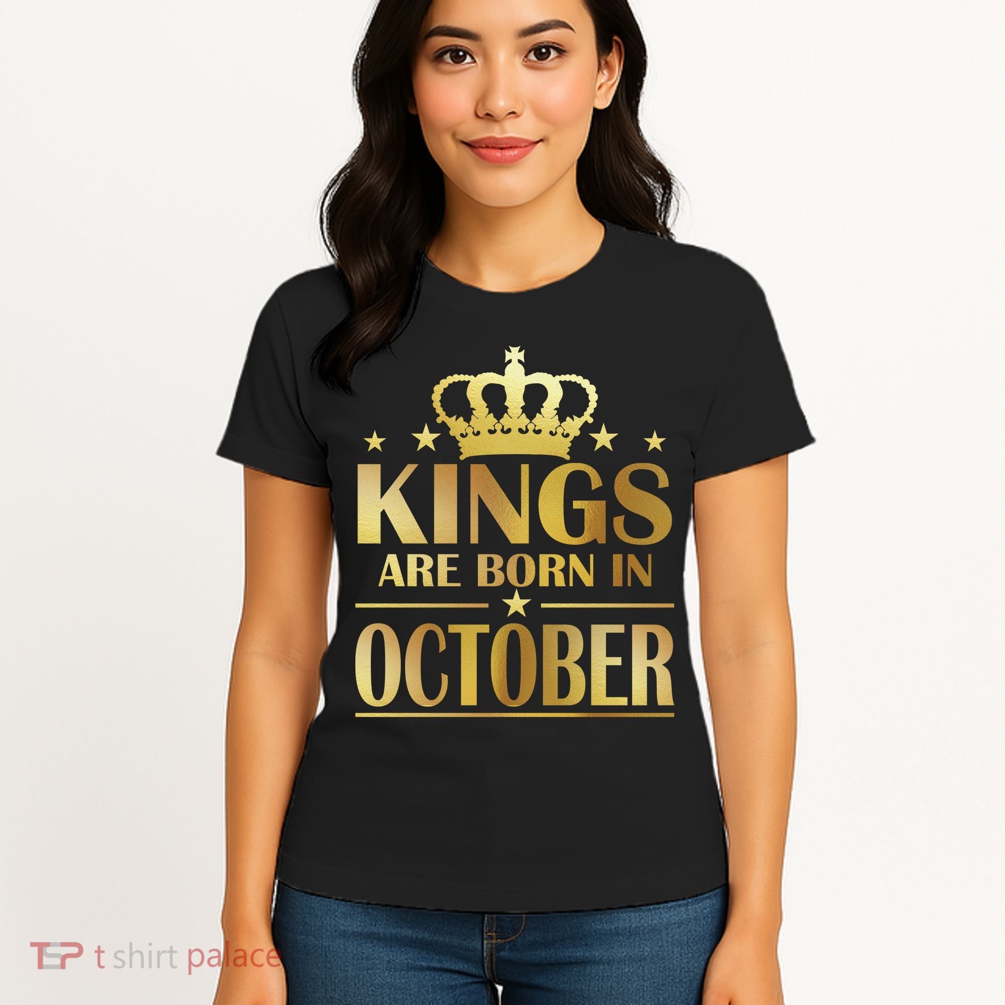 Limited Edition Kings Are Born in October Gold Print Women's T-Shirt