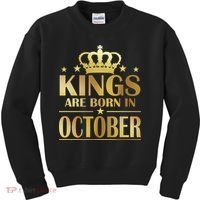 Limited Edition Kings Are Born in October Gold Print Kids Sweatshirt thumb 0