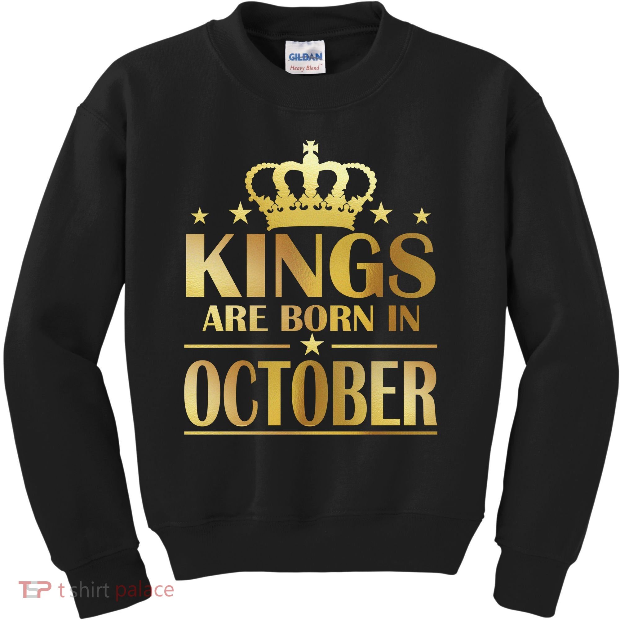 Limited Edition Kings Are Born in October Gold Print Kids Sweatshirt