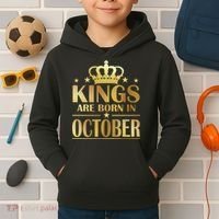 Limited Edition Kings Are Born in October Gold Print Kids Hoodie thumb 2