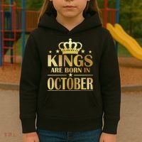 Limited Edition Kings Are Born in October Gold Print Kids Hoodie thumb 3