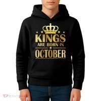 Limited Edition Kings Are Born in October Gold Print Kids Hoodie thumb 4