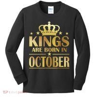 Limited Edition Kings Are Born in October Gold Print Kids Long Sleeve Shirt thumb 0