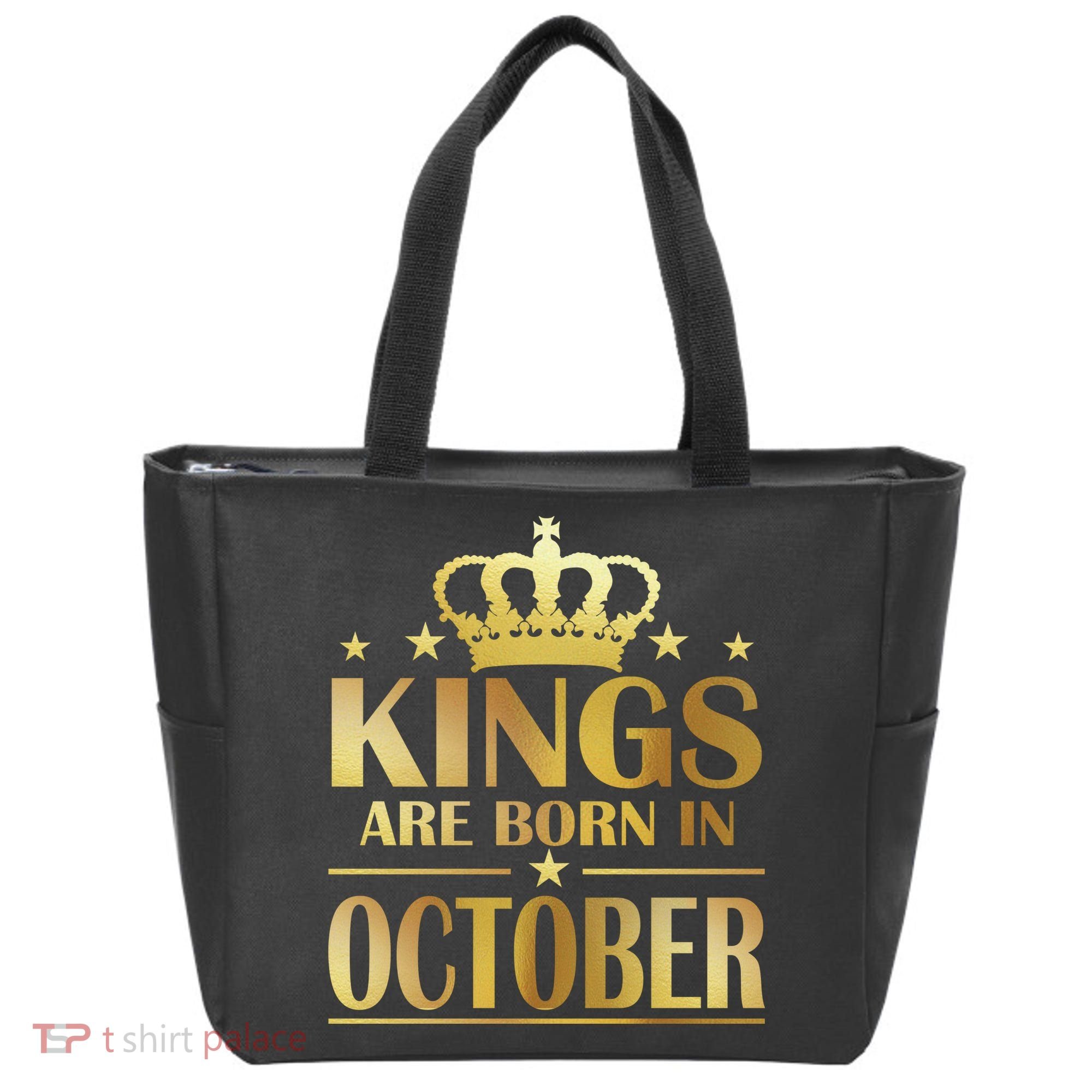 Limited Edition Kings Are Born in October Gold Print Tote Bag