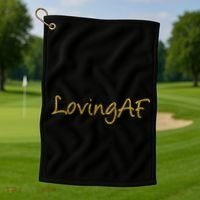 Limited Edition Loving AF Gold Font Golf Towel thumb 1