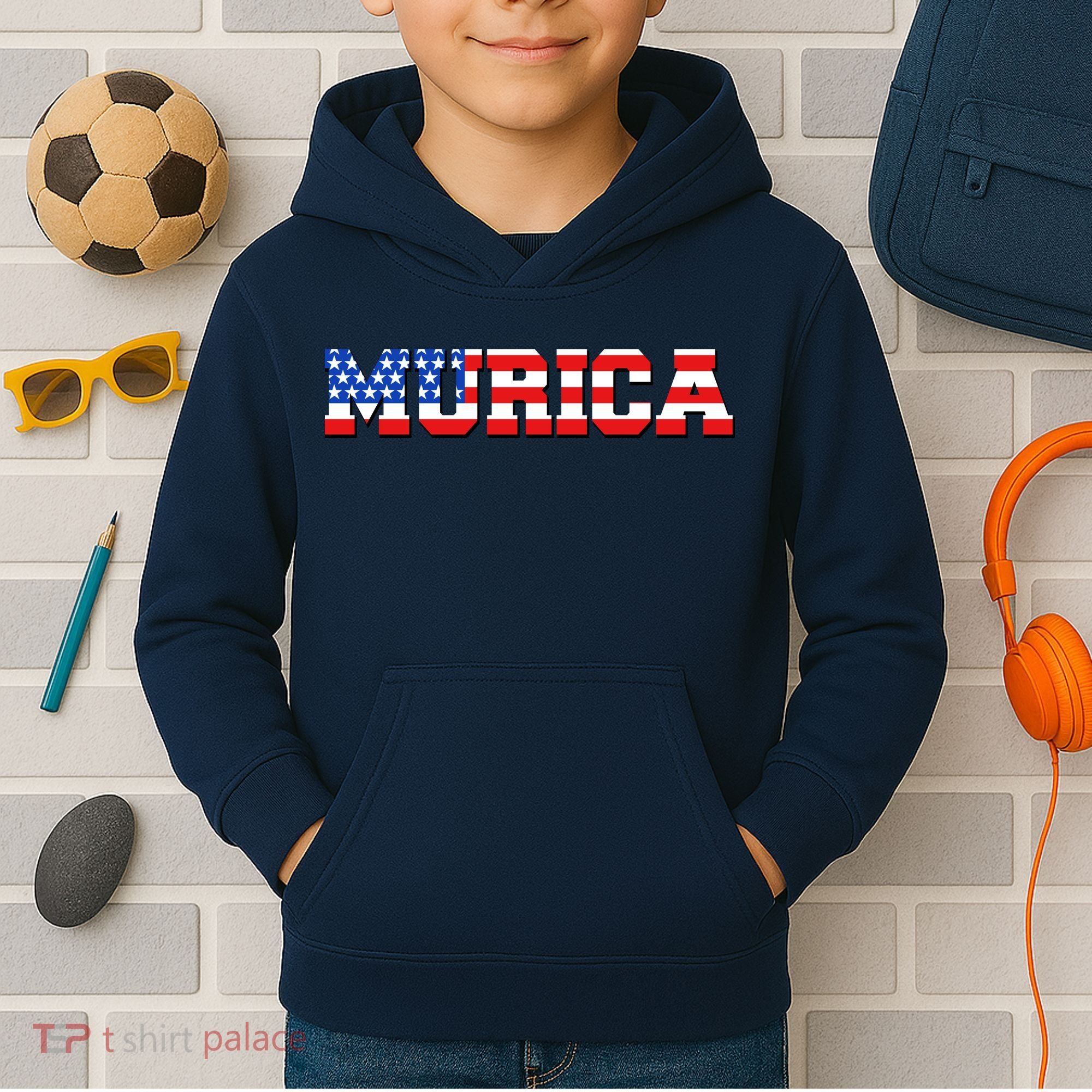 Limited Edition Murica Fourth of July USA Flag Kids Hoodie