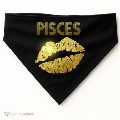 Limited Edition Pisces Zodiac Birthday Golden Lips USA-Made Doggie Bandana