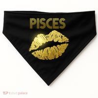 Limited Edition Pisces Zodiac Birthday Golden Lips USA-Made Doggie Bandana thumb 0