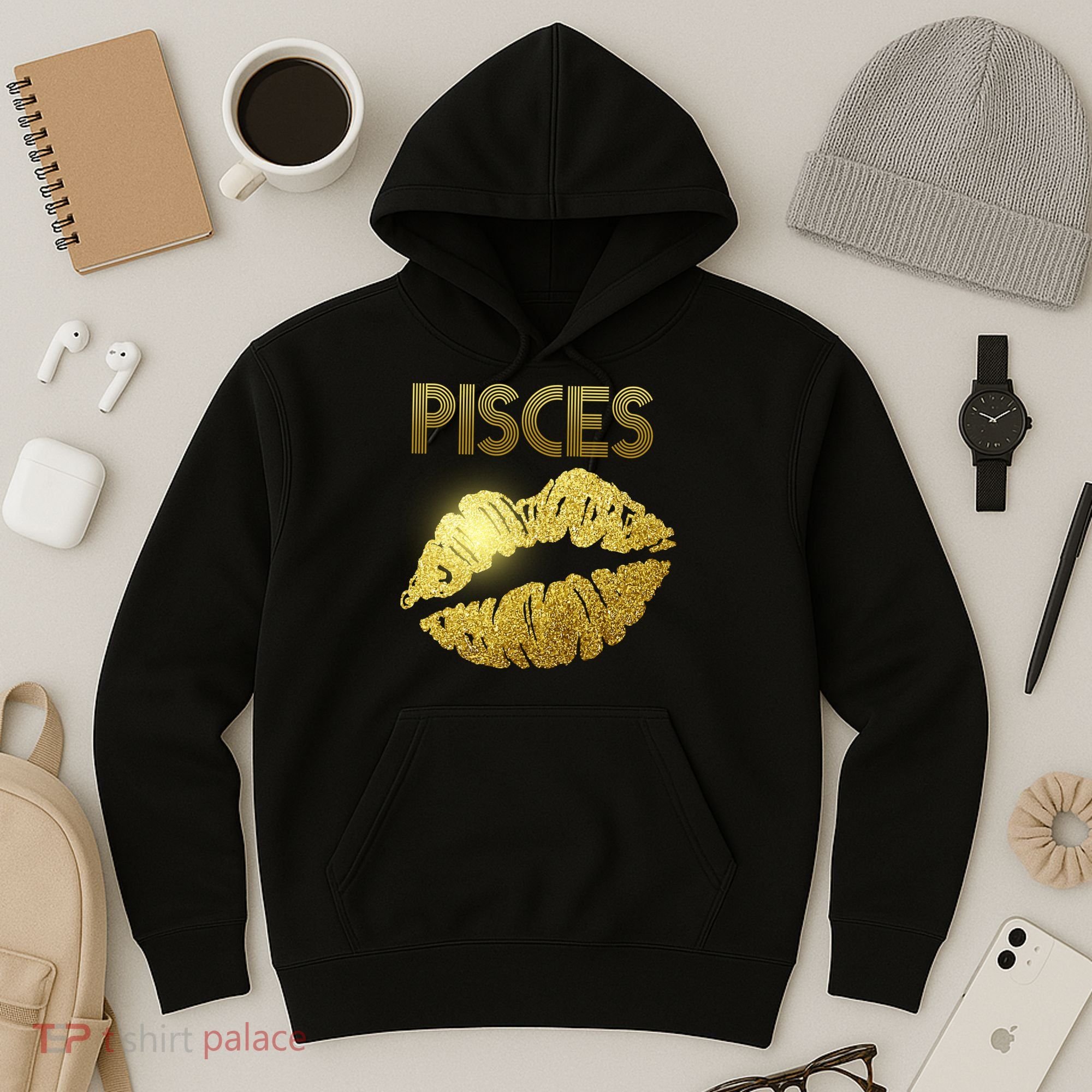 Limited Edition Pisces Zodiac Birthday Golden Lips Hoodie