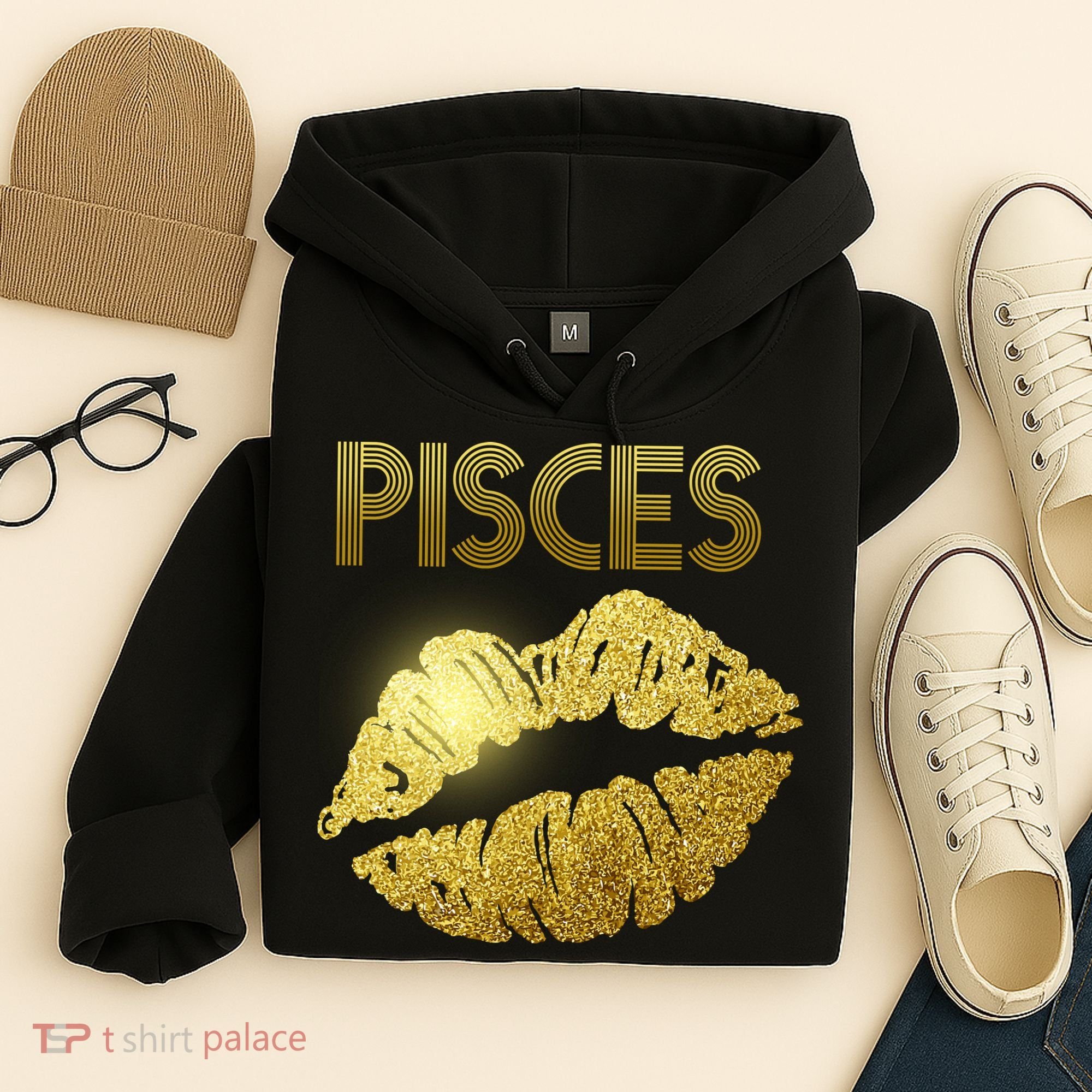 Limited Edition Pisces Zodiac Birthday Golden Lips Hoodie